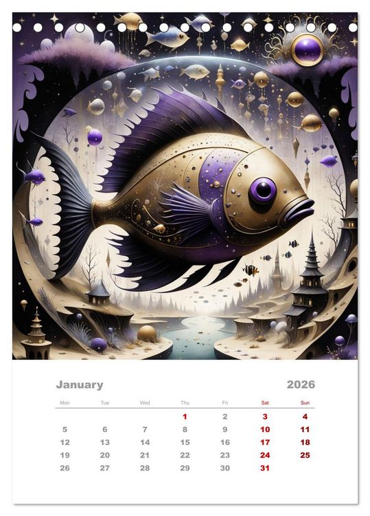 Produktbild: The adventures of the steel fish (Desk Calendar 2026 DIN A5 portrait), CALVENDO 12 Month DeskCalendar