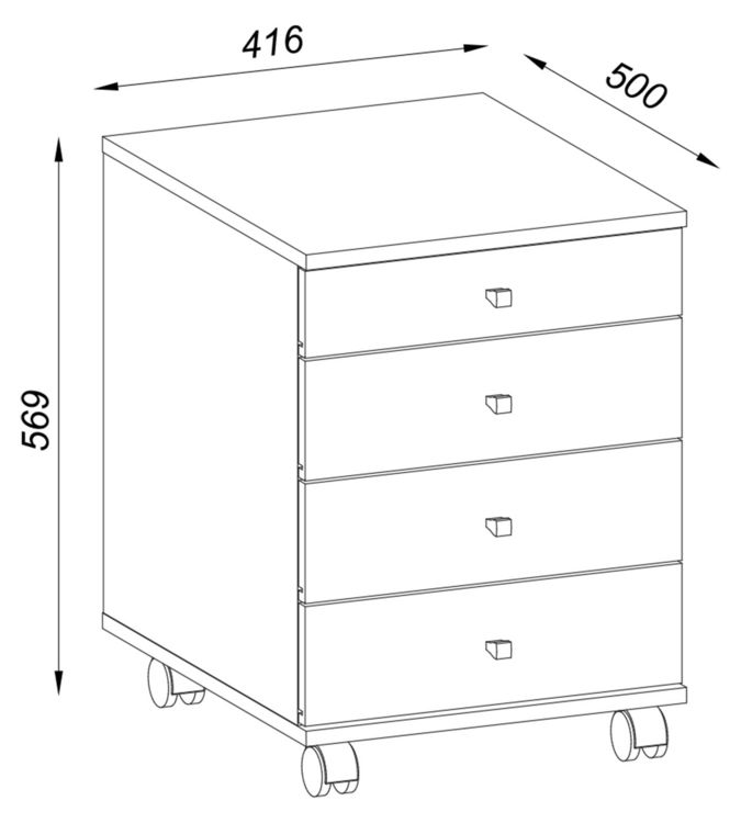 Produktbild: Rollcontainer B&uuml;rocontainer Schublade Lona 50 cm