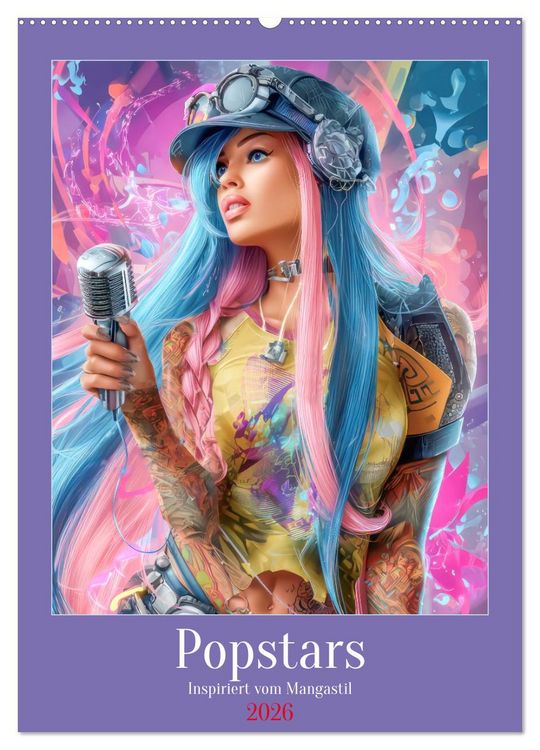 Produktbild: Popstars - Inspiriert vom Mangastil (Wandkalender 2026 DIN A2 hoch), CALVENDO Monatskalender