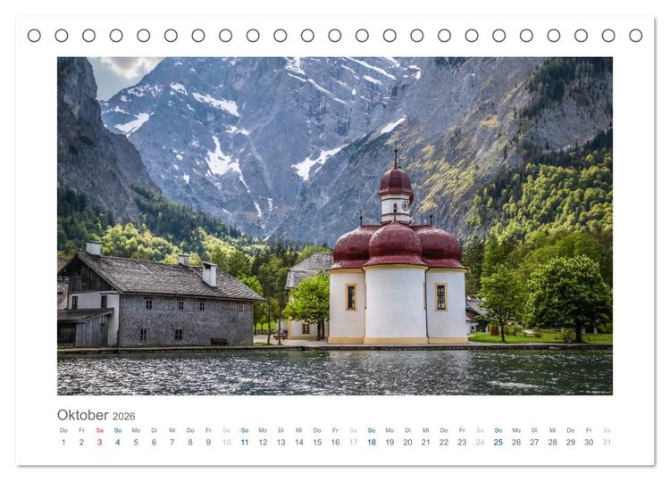 Produktbild: Berchtesgadener Alpen - Land von Watzmann und K&ouml;nigssee (Tischkalender 2026 DIN A5 quer), CALVENDO Monatskalender