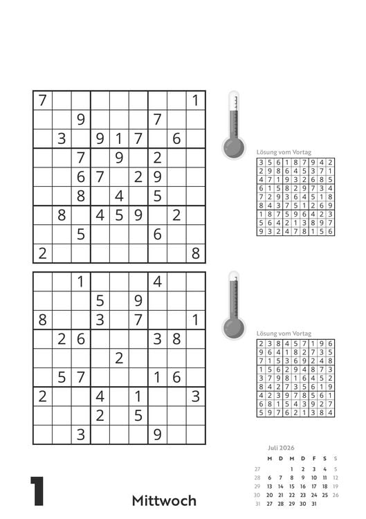 Produktbild: Das tägliche Sudoku 2026 - Tagesabreißkalender -14,8x21,0 - Rätselkalender - Knobelkalender