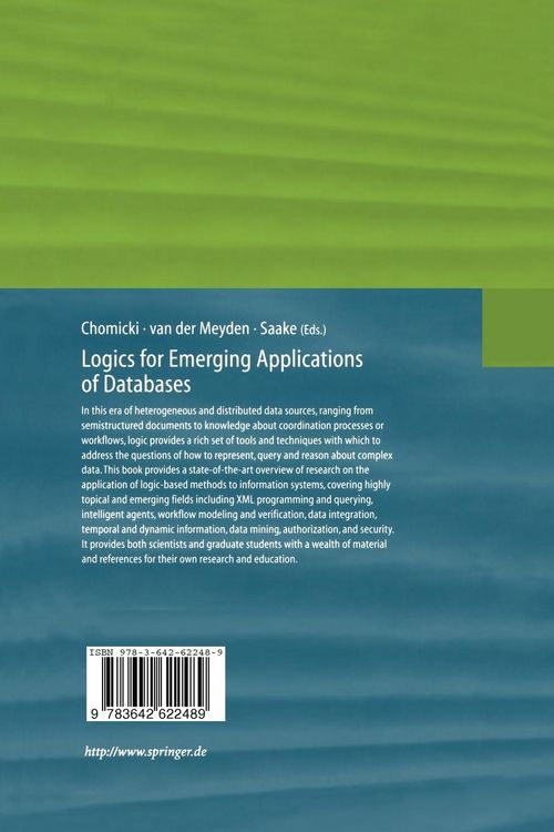 Produktbild: Logics for Emerging Applications of Databases
