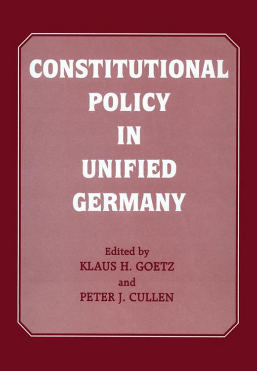 Produktbild: Constitutional Policy in Unified Germany