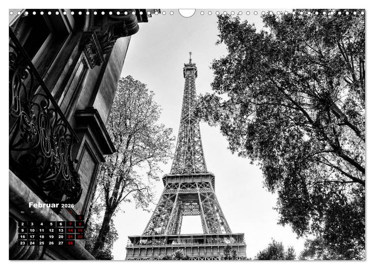 Produktbild: Paris-Impressionen in Schwarz-Wei&szlig; (Wandkalender 2026 DIN A3 quer), CALVENDO Monatskalender