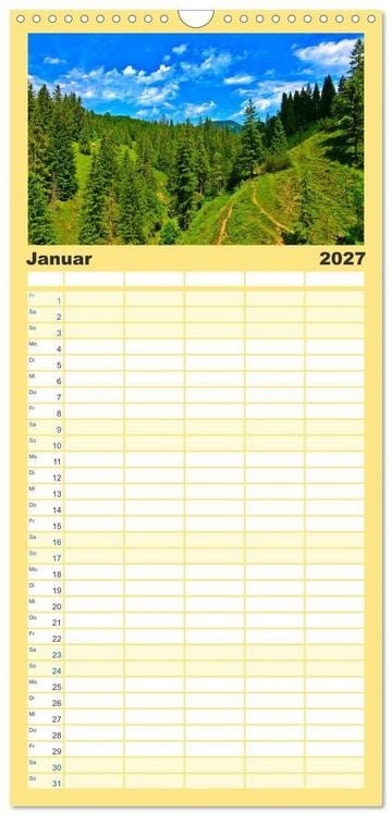 Produktbild: Familienplaner 2027 - Bayern - Idylle zwischen Allg&auml;u und Bayerischen Alpen mit 5 Spalten (Wandkalender, 21 x 45 cm) CALVENDO