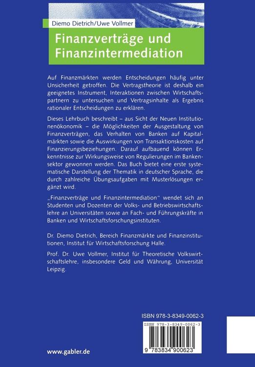 Produktbild: Finanzvertr&auml;ge und Finanzintermediation