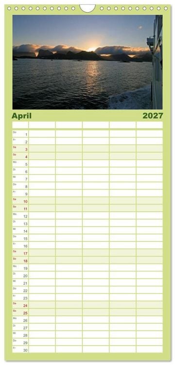 Produktbild: Familienplaner 2027 - Hurtigruten - Entlang der norwegischen K&uuml;ste mit 5 Spalten (Wandkalender, 21 x 45 cm) CALVENDO