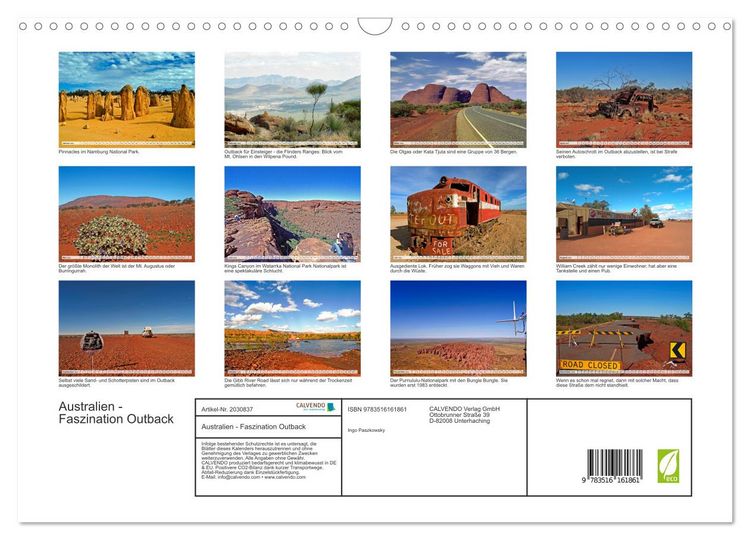 Produktbild: Australien - Faszination Outback (Wandkalender 2026 DIN A3 quer), CALVENDO Monatskalender