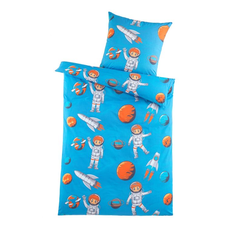 Produktbild: HTI-Living Mikrofaser Kinder Bettwäsche 2-tlg 80x80 135x200 Weltall