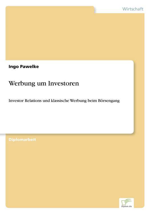 Produktbild: Werbung um Investoren