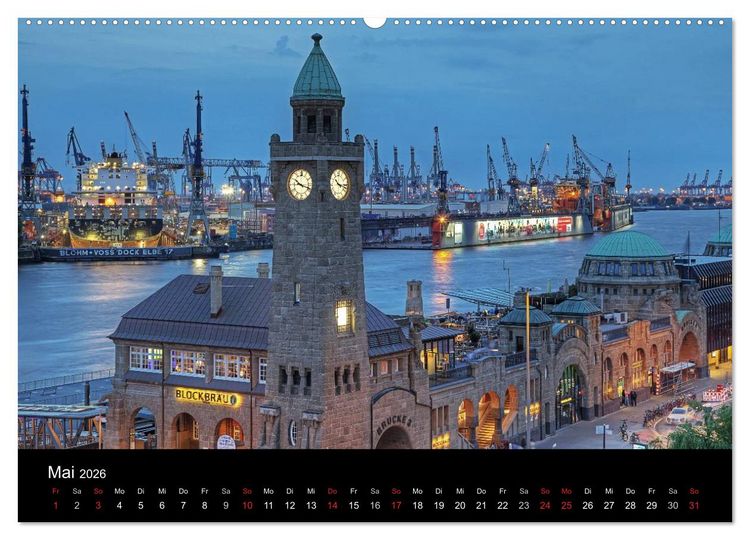 Produktbild: Hamburger Hafen (hochwertiger Premium Wandkalender 2026 DIN A2 quer), Kunstdruck in Hochglanz