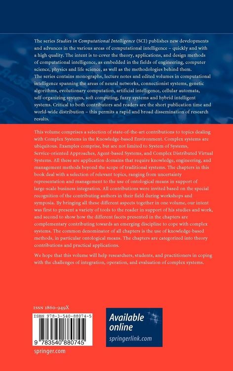 Produktbild: Complex Systems in Knowledge-based Environments: Theory, Models and Applications