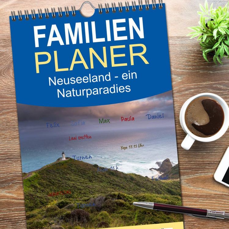 Produktbild: Familienplaner 2026 - Neuseeland - ein Naturparadies mit 5 Spalten (Wandkalender, 21 x 45 cm) CALVENDO