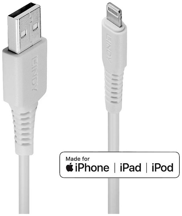 Produktbild: LINDY USB-Kabel USB 2.0 USB-A Stecker, Apple Lightning Stecker 0.50m Wei&szlig; 31325