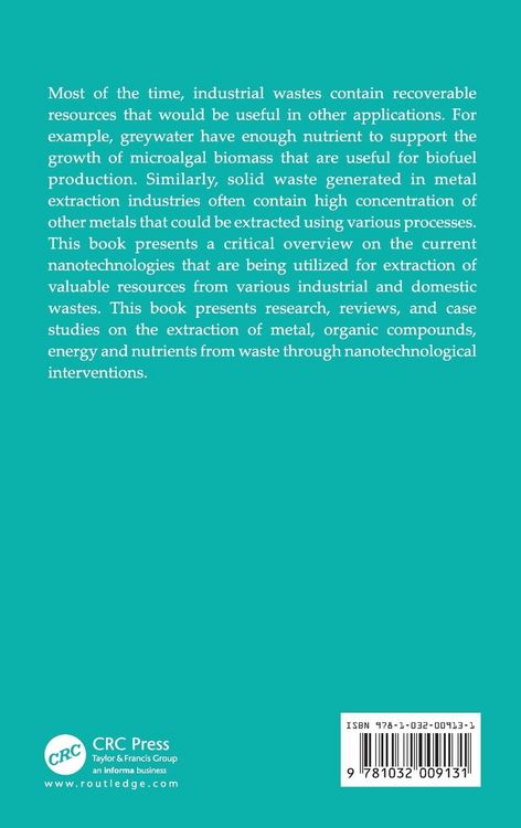 Produktbild: Application of Nanotechnology for Resource Recovery from Wastewater