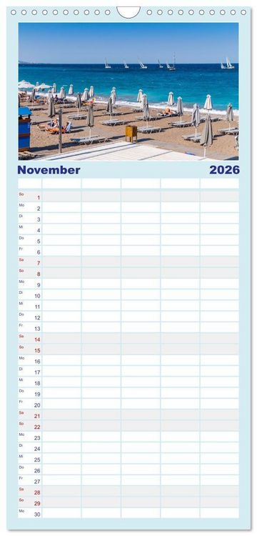 Produktbild: Familienplaner 2026 - Str&auml;nde der Insel Rhodos mit 5 Spalten (Wandkalender, 21 x 45 cm) CALVENDO