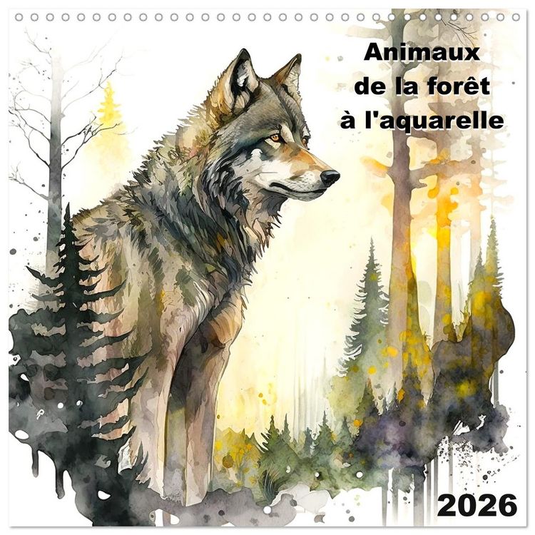 Produktbild: Animaux de la for&ecirc;t &agrave; l'aquarelle (Calendrier mural carr&eacute; 2026 30x30 cm) Calendrier double avec une page pour vos prises de notes