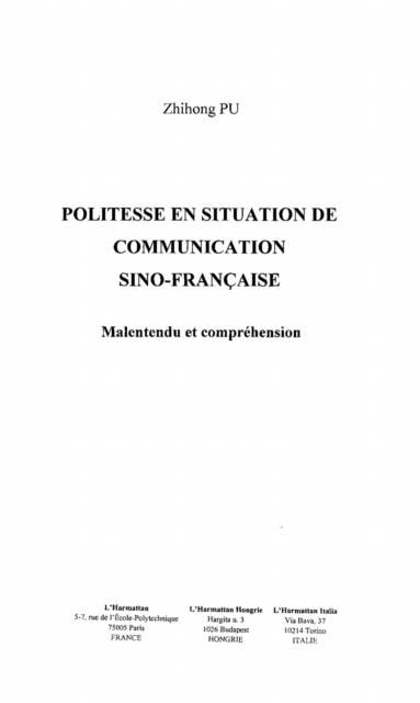 Produktbild: Politesse en situation de communication sino-francaise