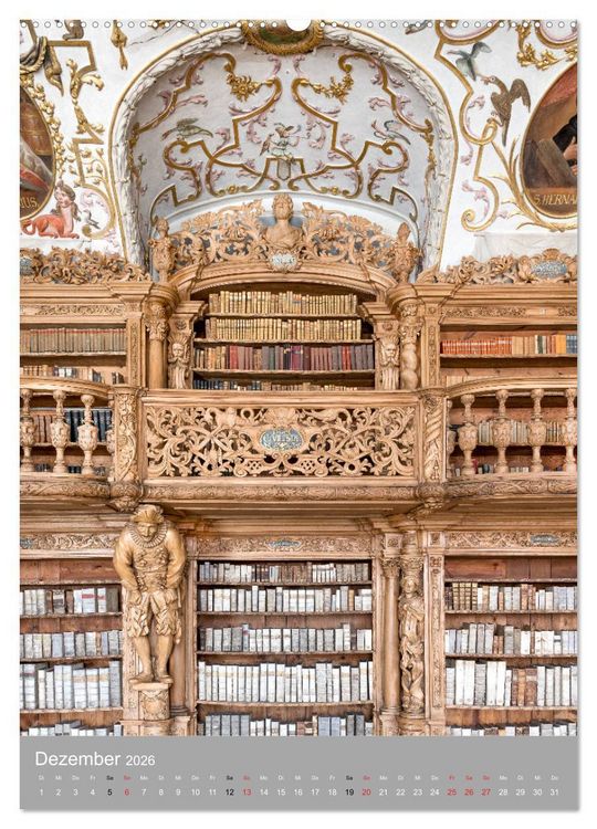Produktbild: Waldsassen Stiftsbibliothek (hochwertiger Premium Wandkalender 2026 DIN A2 hoch), Kunstdruck in Hochglanz