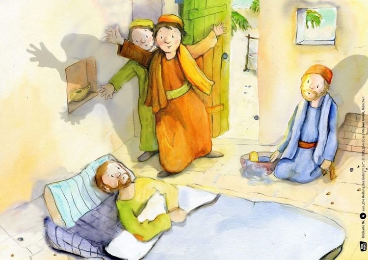 Produktbild: Die Heilung des Gel&auml;hmten. Kamishibai Bildkartenset.