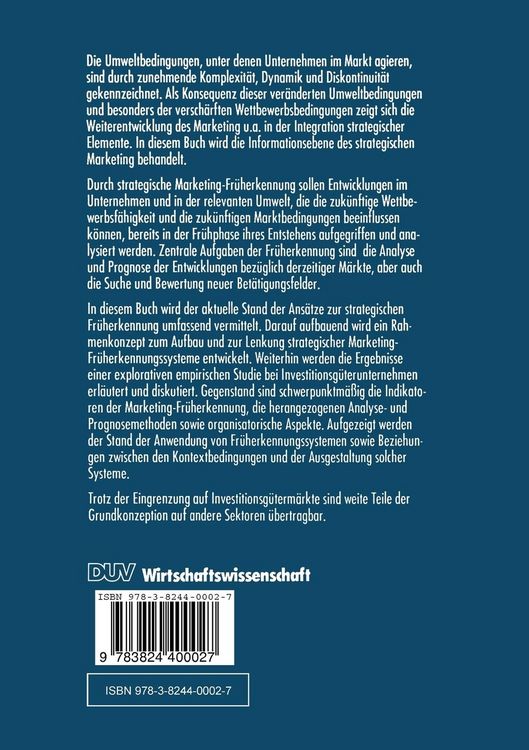 Produktbild: Strategische Marketing-Fr&uuml;herkennung auf Investitionsg&uuml;term&auml;rkten