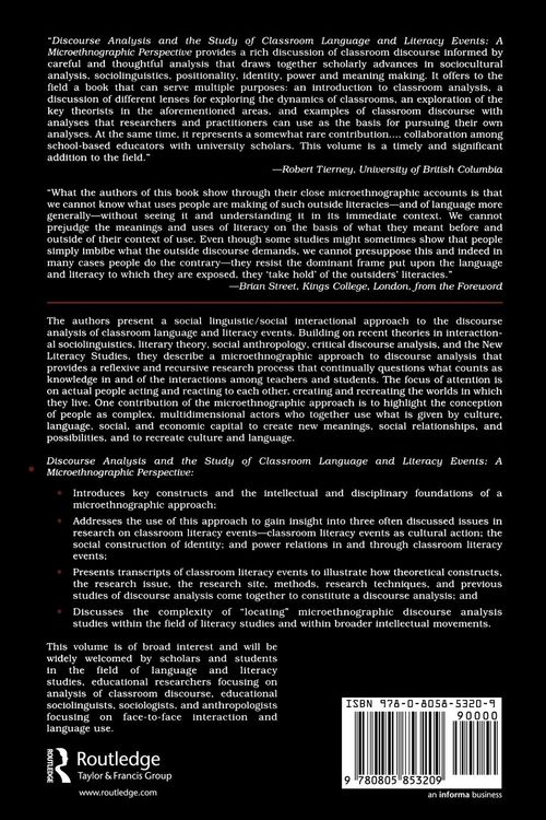 Produktbild: Discourse Analysis and the Study of Classroom Language and Literacy Events