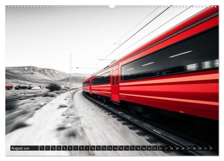 Produktbild: BLITZschnell - Z&uuml;ge und Flugzeuge in Bewegung - Color-Key (Wandkalender 2026 DIN A2 quer), CALVENDO Monatskalender