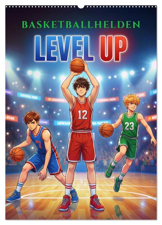 Produktbild: Level Up &ndash; Basketballhelden (Wandkalender 2027 DIN A2 hoch), CALVENDO Monatskalender