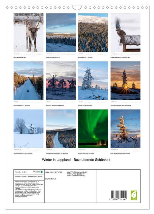 Produktbild: Winter in Lappland - Bezaubernde Sch&ouml;nheit (Wandkalender 2026 DIN A3 hoch), CALVENDO Monatskalender