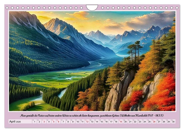 Produktbild: Bergwelt in Bildern und Zitaten (Wandkalender 2026 DIN A4 quer), CALVENDO Monatskalender