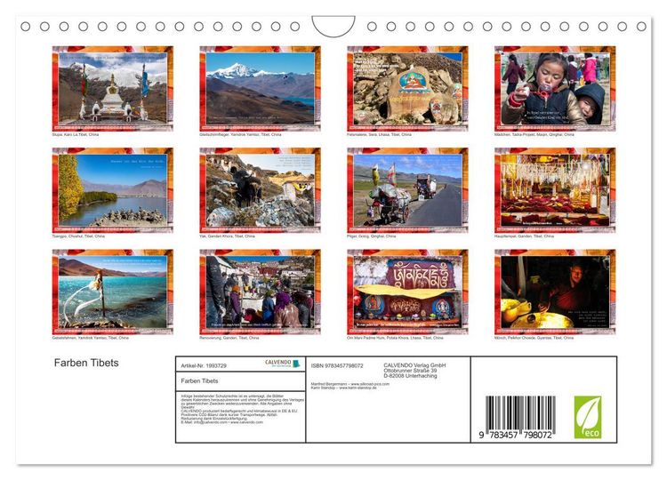 Produktbild: Farben Tibets (Wandkalender 2026 DIN A4 quer), CALVENDO Monatskalender