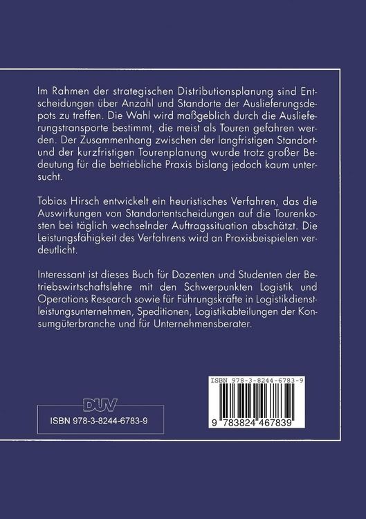 Produktbild: Auslieferungstouren in der strategischen Distributionsplanung