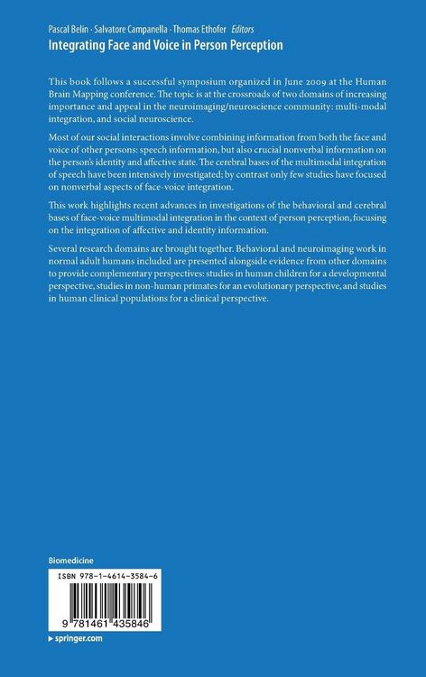 Produktbild: Integrating Face and Voice in Person Perception