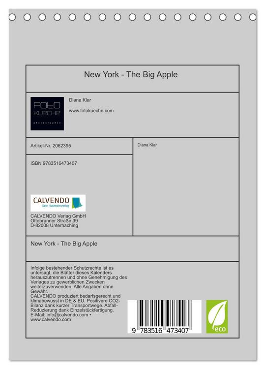 Produktbild: New York - The Big Apple (Tischkalender 2026 DIN A5 hoch), CALVENDO Monatskalender