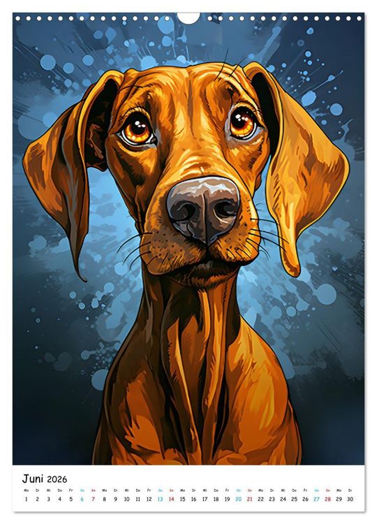 Produktbild: Crazy Dogs Bekannte Hunderassen im Comicstyle (Wandkalender 2026 DIN A3 hoch), CALVENDO Monatskalender