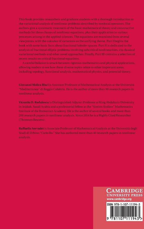 Produktbild: Variational Methods for Nonlocal Fractional Problems