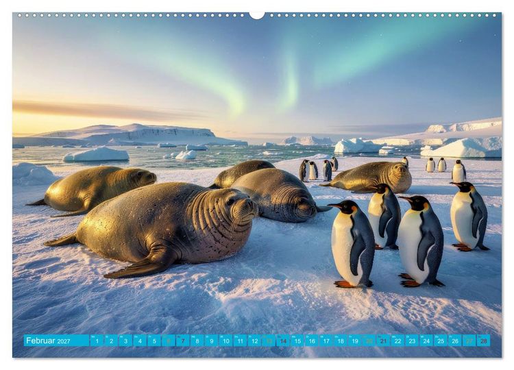 Produktbild: See - Elefanten (hochwertiger Premium Wandkalender 2027 DIN A2 quer), Kunstdruck in Hochglanz