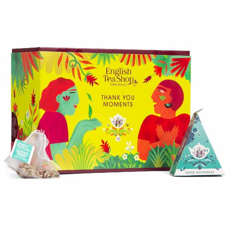 Produktbild: BIO Tee Geschenk "Thank You", Tee Kollektion, 3 Sorten, 12 kompostierbare Pyramiden-Beutel