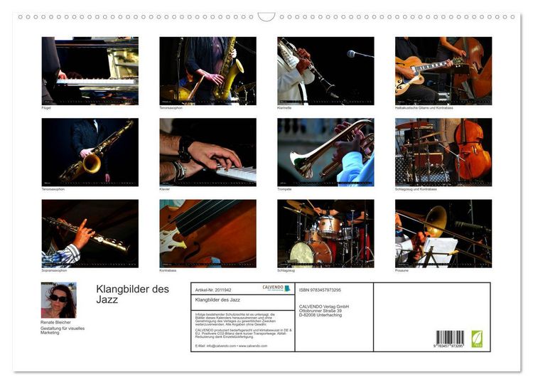 Produktbild: Klangbilder des Jazz (Wandkalender 2026 DIN A2 quer), CALVENDO Monatskalender