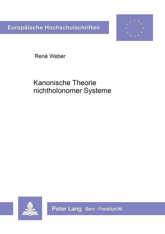 Produktbild: Kanonische Theorie nichtholonomer Systeme