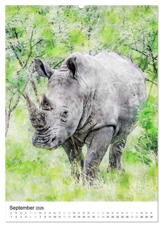 Produktbild: Afrikas Tierwelt - wie gemalt (hochwertiger Premium Wandkalender 2026 DIN A2 hoch), Kunstdruck in Hochglanz