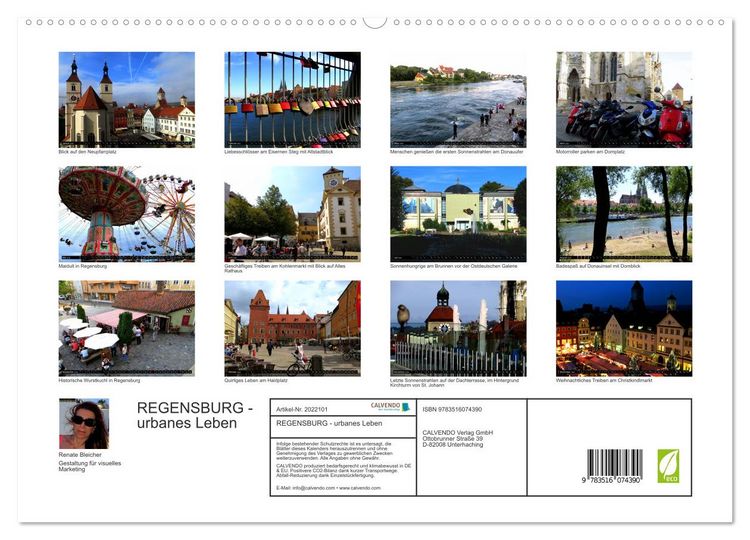 Produktbild: REGENSBURG - urbanes Leben (hochwertiger Premium Wandkalender 2026 DIN A2 quer), Kunstdruck in Hochglanz