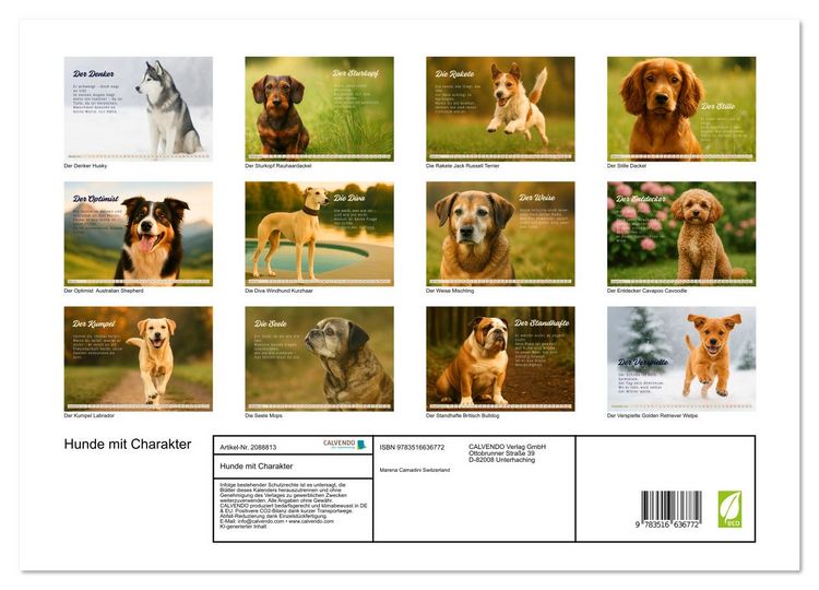 Produktbild: Hunde mit Charakter (Wandkalender 2026 DIN A3 quer), CALVENDO Monatskalender