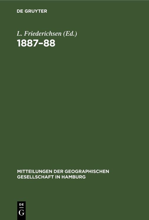 Produktbild: Mitteilungen der Geographischen Gesellschaft in Hamburg 1887&ndash;88