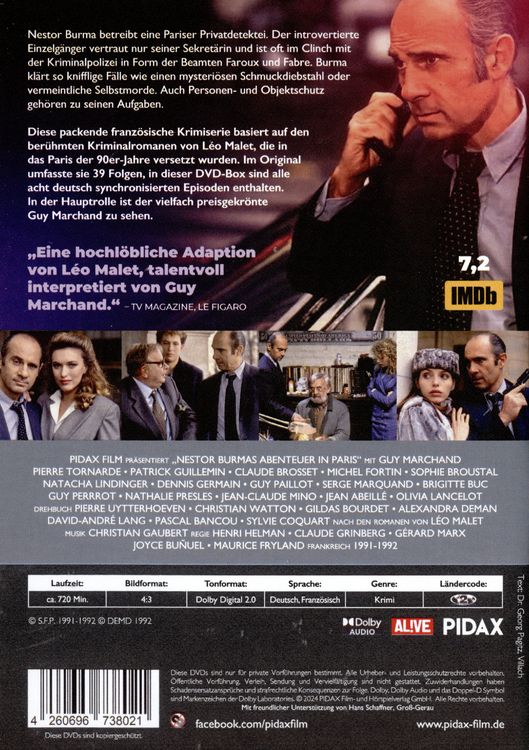 Produktbild: Nestor Burmas Abenteuer in Paris / Alle 8 deutsch synchronisierten Folgen der Krimiserie nach den Romanen von L&eacute;o Malet (Pidax Serien-Klassiker) [4 DVDs]