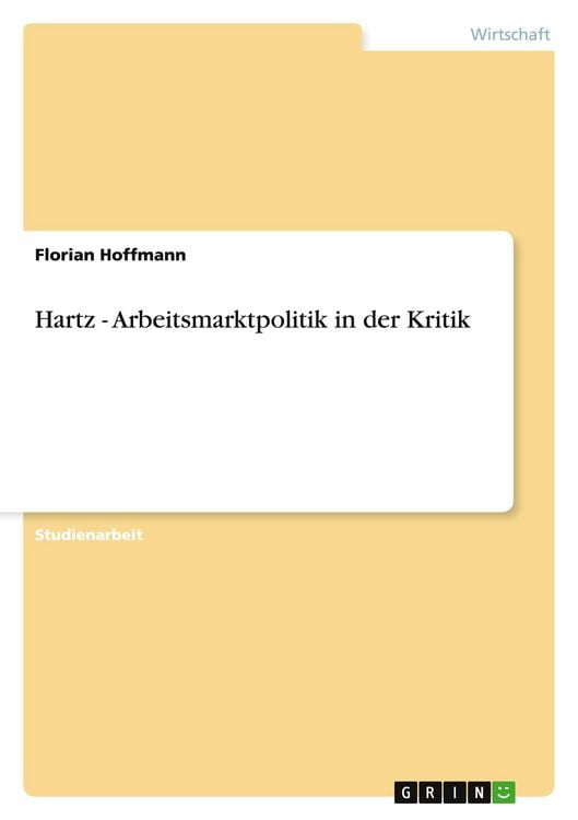 Produktbild: Hartz - Arbeitsmarktpolitik in der Kritik