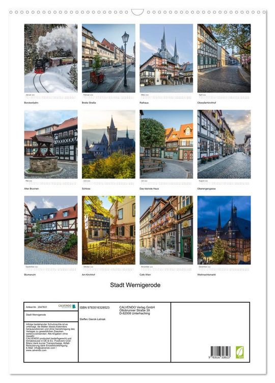 Produktbild: Stadt Wernigerode (Wandkalender 2026 DIN A2 hoch), CALVENDO Monatskalender