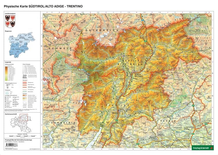 Produktbild: freytag & berndt Schreibtischunterlage S&uuml;dtirol-Trentino, Schulhandkarte DUO 1:450.000