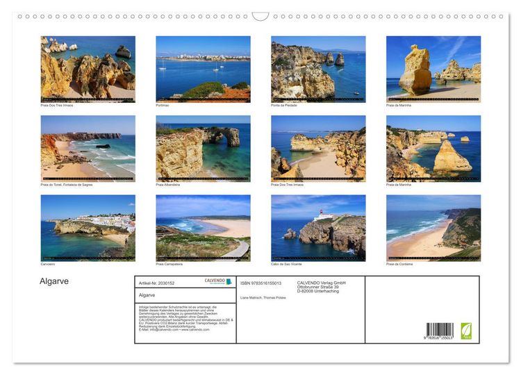 Produktbild: Algarve (Wandkalender 2026 DIN A2 quer), CALVENDO Monatskalender