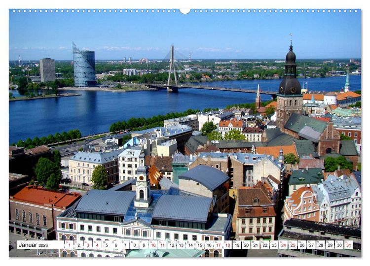 Produktbild: Glanzlichter Rigas - Lettlands prachtvolle Hauptstadt (hochwertiger Premium Wandkalender 2026 DIN A2 quer), Kunstdruck in Hochglanz